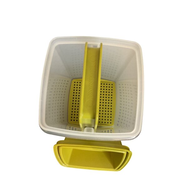 Vintage Tupperware Pickle Keeper Clear Avocado Green Top 3 Piece Set - Picture 8 of 8